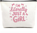 fkovcdy Pink Bow Makeup Bag for Girls, I'm Literally Just A Girl, Cute Bow Gift for Women, Small Bow Lover Travel Cosmetic Bag Zipper Pouch for Daughter granddaughter for Birthday Christmas 1