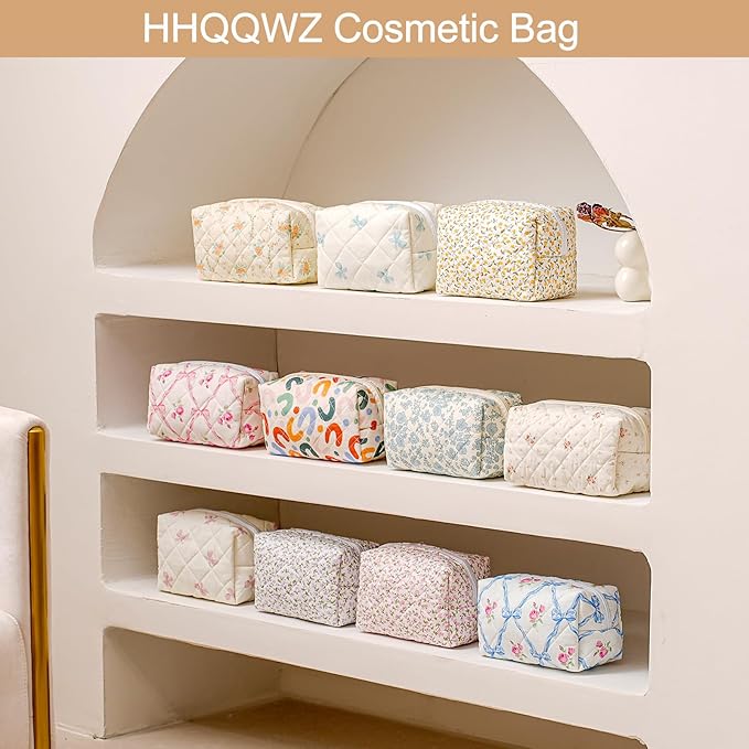 Makeup Bag Travel Cosmetic Bag for Women Girls, Zipper Make Up Pouch, Floral Flowers Toiletry Organizer Makeup, Portable Storage Cosmetic Travel Cloth Bag (Pink Floral)