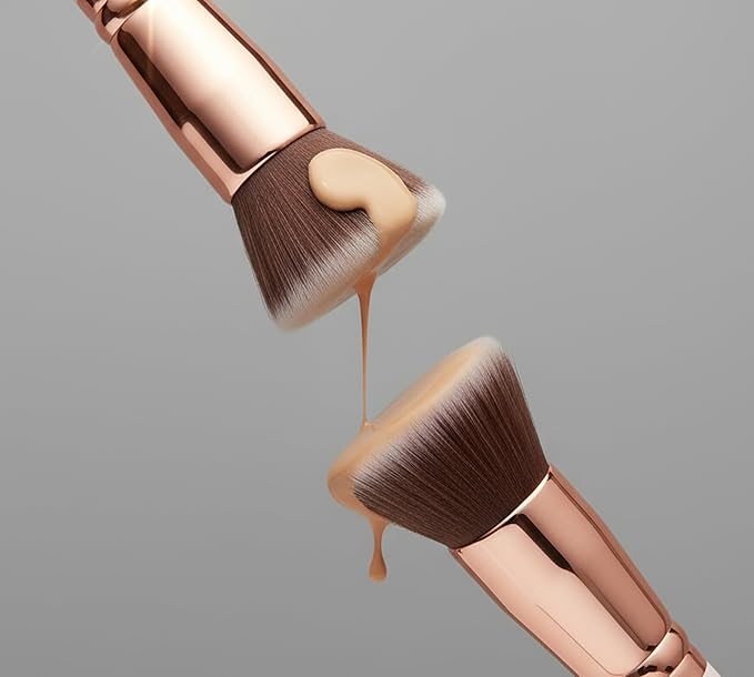 Lamora Makeup Brush Foundation Kabuki - Flat Top Face Brush for Liquid, Cream, and Powder Cosmetics - Full Coverage Blending, Buffing, Stippling, Contouring