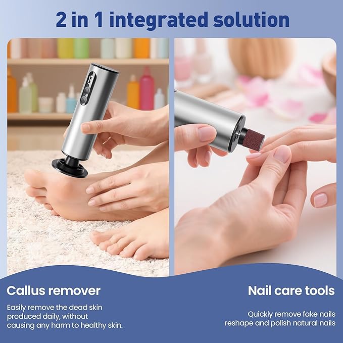 Electric Foot Callus Remover,2 in1 Rechargeable Callus Remover for Feet,9-Speed Cordless Electric Foot File Nail Grinder,Foot Scrubber Pedicure Tools for Dead Skin Dry Cracked Feet(Black MINI)