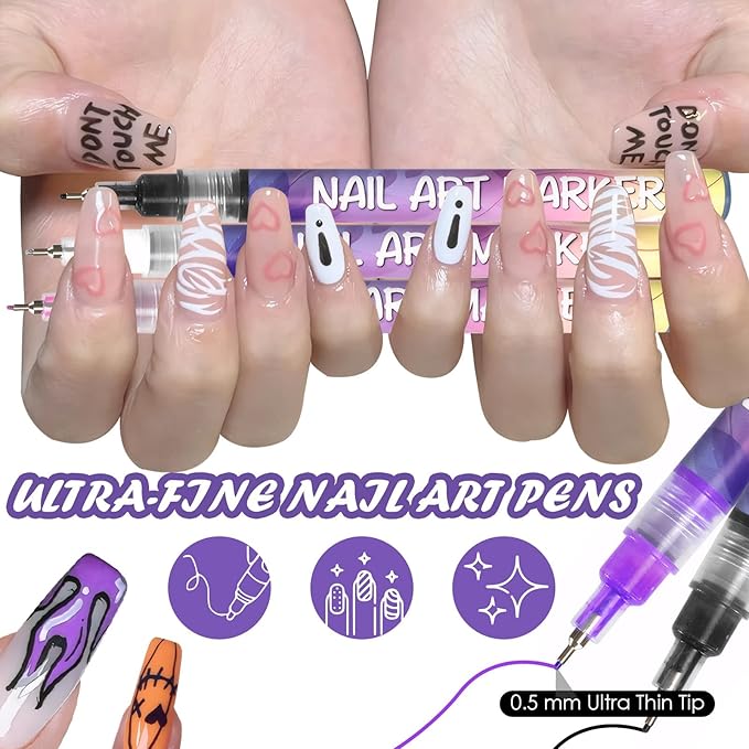 12 Color Nail Art Pens for Painting Nails, 2026 New Nail Art Markers for Gel Nails, DIY Nail Art Marker Drawing Painting Liner Pen for Home Salon Quickly Dry Nail Art (2 Pack)