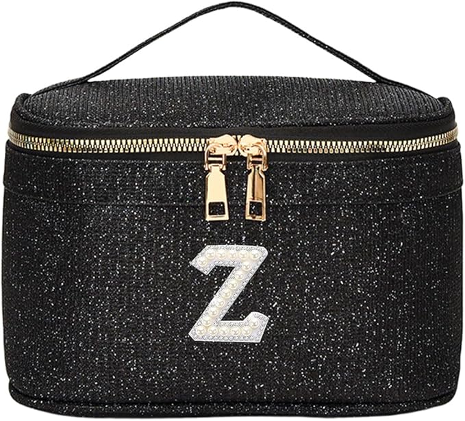EURYNOME Makeup Bag with Custom Letter Z, Water-Resistant Travel Organizer Pouch, (8.3x5.1x5.1 Inch) Cosmetic Case for Women