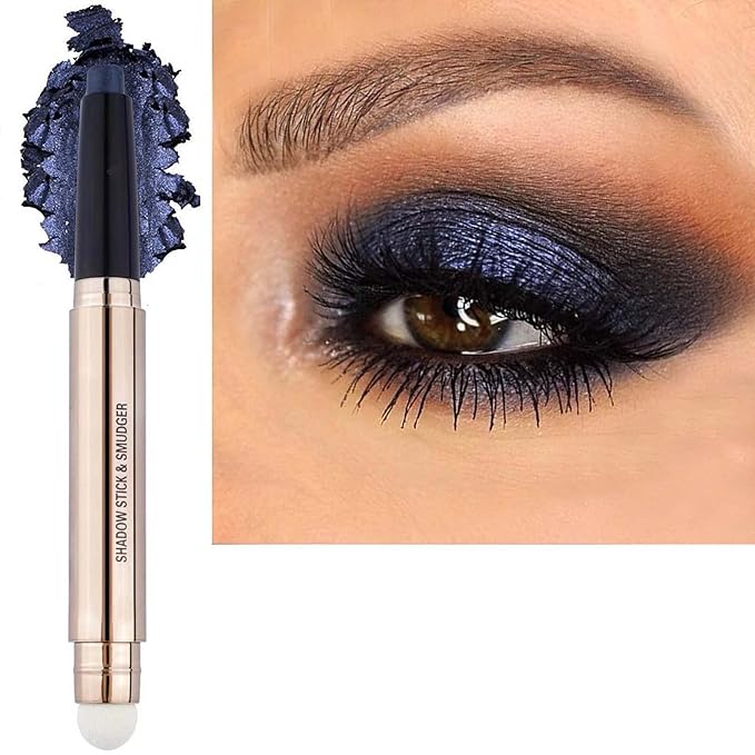 Black Bule Eyeshadow Stick, Cream Smooth Shimmer Eyeshadow Pencil, Hypoallergenic Waterproof Long Lasting Highlighter Stick, Glitter Primer Palette