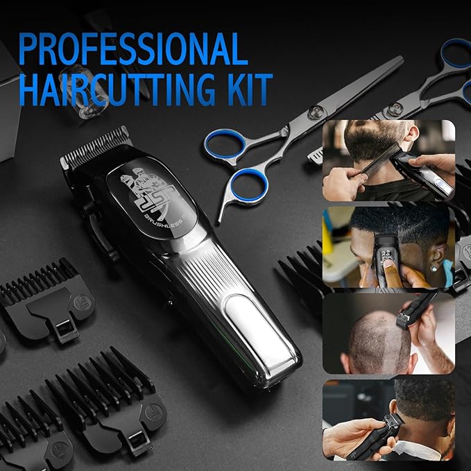 DSP Professional Hair Clipper for Men, Brushless Motor with 4CR DLC+Ceramic Blade, Rechargeable Cordless Hair Cutting Kit- Gift for Men, Pack of 2
