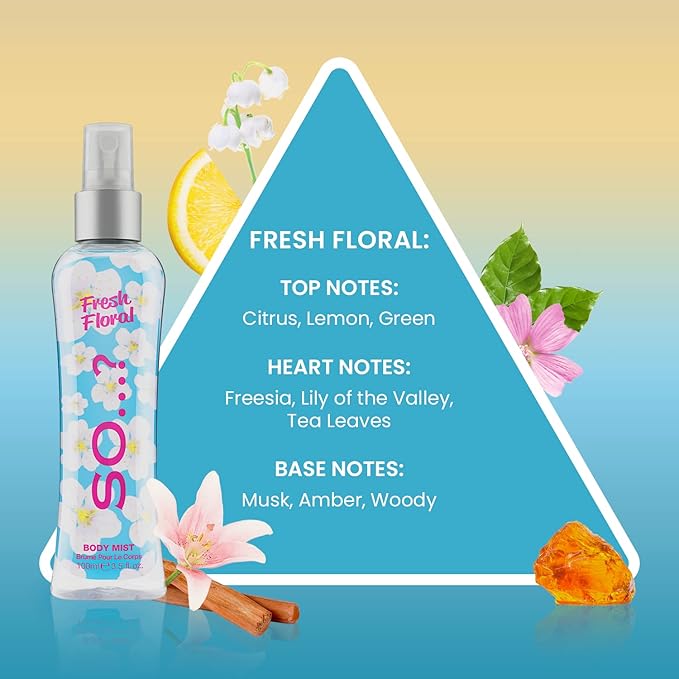 Fresh Floral Body Mist by So...? - Perfume for Women - Ideal Gifts - Body Spray for Women with Citrus, Green Notes and Freesia - 3.5 oz