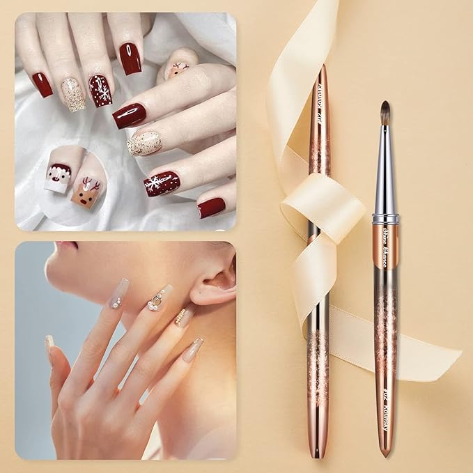 Acrylic Nail Brush Size 2, 100% Real Kolinsky Art Nail Brush for Acrylic Powder Application, Handmade Women Manicure Nail Extension Tool for Professional DIY Home Salon and Beginners