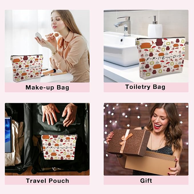 Friends TV Show Merchandise Gifts for Women Travel Cosmetic Bag, Funny Friends TV Show Merchandise Birthday Friendship Gifts for Women Fans Bestie