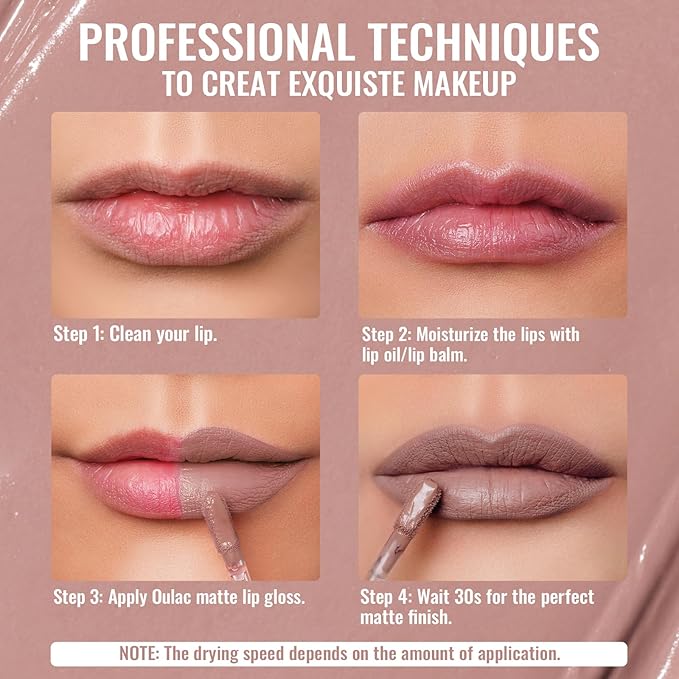 Oulac Matte Liquid Pink Nude Lipstick for Women 3PCS, Pink Nude Lip Stain Long Lasting Waterproof, No Transfer, Creamy High Pigmented Formula with Rose Oil, Vegan & Cruelty-Free (M16+M19+M24)