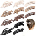 12 PCS Flat Hair Clips - 3 Styles Matte Flat Claw Clips Set Duckbill Barrettes for Women, No-Slip Strong Hold for Thin and Thick Hair, Hair Accessories for Girls Gift (Brown)