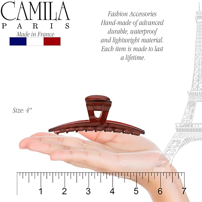 Camila Paris CP3225 French Hair Clip for Women, Narrow, Strong Hold Grip Double Teeth Girls Hair Claw Clips Jaw, Fashion Durable Styling Hair Accessories for Women, Made in France