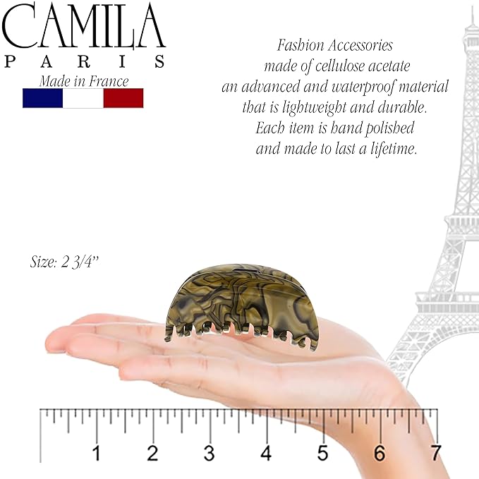 Camila Paris CP2959 French Hair Ponytail Holders Ties, Flower, Handmade, Bronze, Strong Hold Grip Hair Clips for Women, No Slip and Durable Styling Girls Hair Accessories, Made in France