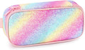 mibasies Girls Pencil Case for Kids, Multi-Slot Pencil Pouch, Twill Pink Blue