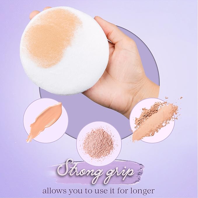 NextClimb Extra Large 4.5” White 100% Cotton Powder Puff for Makeup, Round, Comfortable to Hold