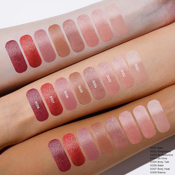 Oulac Beige Nude Satin Lipstick Set - Matte Lip Base, Full Coverage Lip Color, Satin Matte Finish, Cream Texture, Hydrating, Infused with Hyaluronic Acid, 4g*3 SG01+SG02+SG04