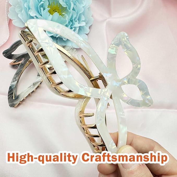 Large Butterfly Hair Claw Clip for Women - Secure Hold Metal Hair Clips for Thick Hair - Elegant Butterfly Design Hair Accessories for Styling (4.33 Inch, Multiple Colors)