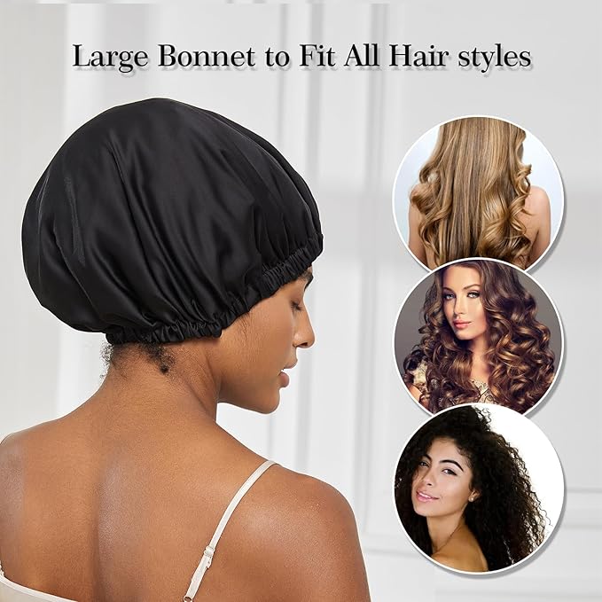 Satin Bonnet Silk Bonnet for Sleeping Women Double Layer Hair Bonnet Wrap Sleep Cap Gifts for Women Curly Hair