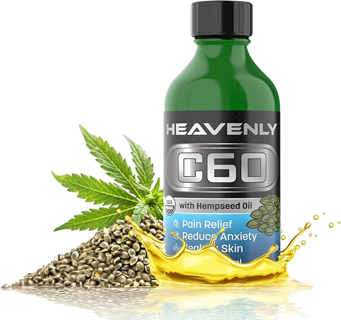 HNP Labs C60 Organic Hemp Seeds Oil - 99.99% C60, Food-Grade Supplement for Longevity & Wellness - 80mg C60 Organic Hemp Oil Boost Vitality, Anti-Aging Formula for Radiant Skin Lab-Tested for Purity
