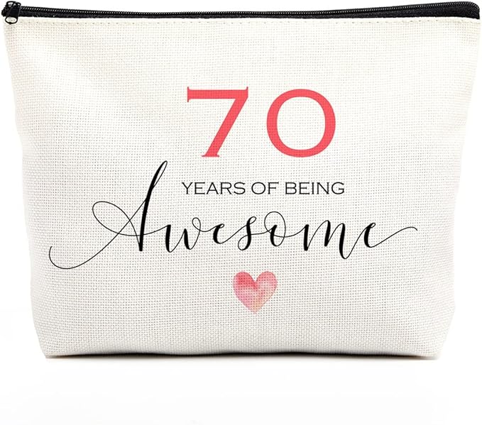 fkovcdy 70th Birthday Cosmetic Bag for Her - Inspirational Gift Decoration for Best Friend or Grandma