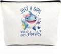 Shark Makeup Bag for Girls, Cute Shark Gift for Women, Gifts for Sharks Lovers, Small Shark Lover Travel Cosmetic Bag Zipper Pouch for Daughter granddaughter, Cool Shark Lovers Gifts for Birthday