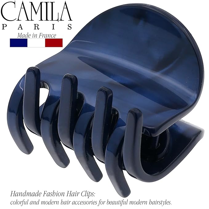 Camila Paris CP3269 French Hair Clip for Women, Small Handmade Blue, Girls Hair Claw Clips Jaw Fashion Durable and Styling Hair Accessories for Women, Strong Hold No Slip Grip, Made in France