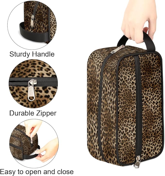 Fashion Leopard Tiger Skin Travel Toiletry Bag for Women Men Lightweight Cosmetic Makeup Bag Organizer Waterproof Shaving Bag Dopp Kit with Large Capacity for Toiletries and Shaving Accessories