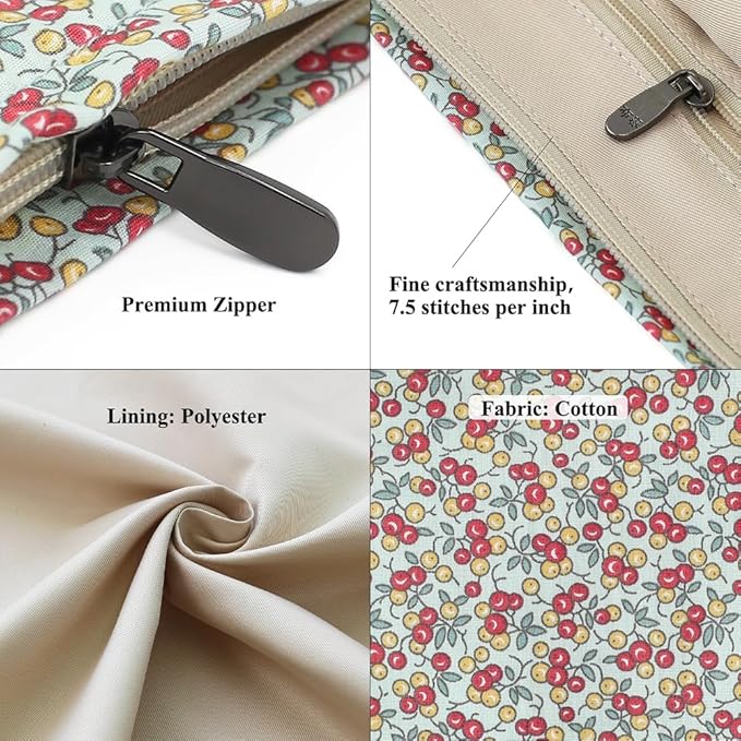 Large Capacity Cotton Printed Makeup Bag - Travel Cosmetic Pouch & Toiletry Organizer with Zipper, Perfect for Daily Use or as a Gift