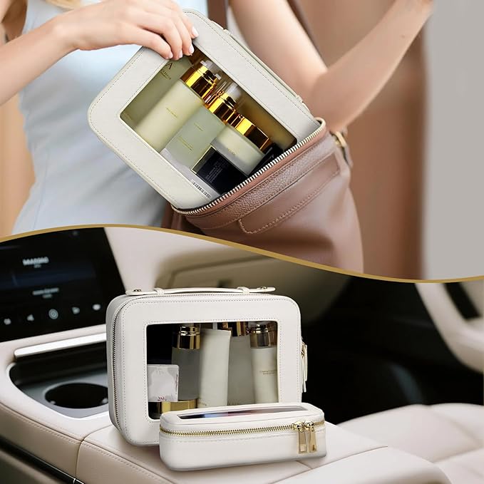 Clear Makeup Bag with Mini Cosmetic Bags,Travel Toiletry Bag for Women,Portable Cosmetic Bag Case, Transparent Waterproof Cosmetic Organizer Storage Bag for Women Men