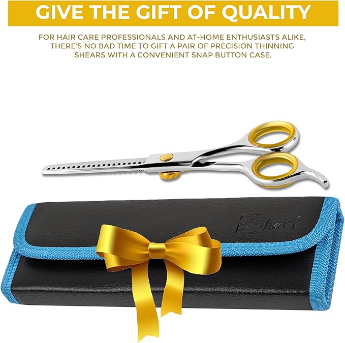 SHARF Gold Touch Barber 5.75 Inch, 20-Tooth Professional Thinning Shears 440c Japanese Stainless Steel Barber Scissors For Men and Women