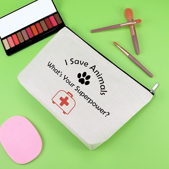Vet Tech Appreciation Gifts Veterinarian Makeup Bag Thank You Gift for Rescuing Animal Veterinary Medicine Veterinarian Coworker Friend Cosmetic Bag Graduation Present for Animal Doctor Travel Pouch