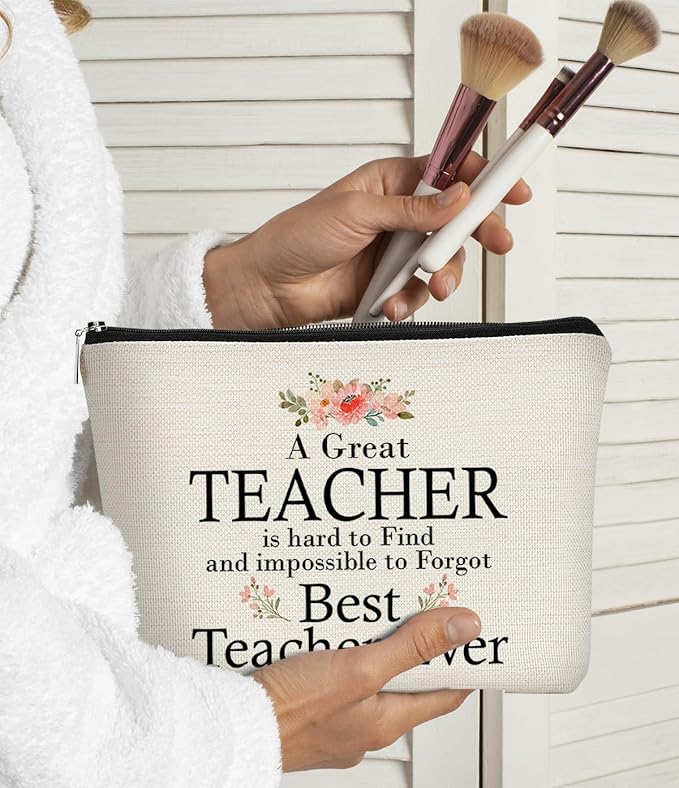 Teacher Appreciation Gifts,Teacher Gifts for Women Makeup Bag,Best Teacher Ever Cosmetic Bag,Small Makeup Bag,Travel Makeup Bag,Makeup Bag Organizer