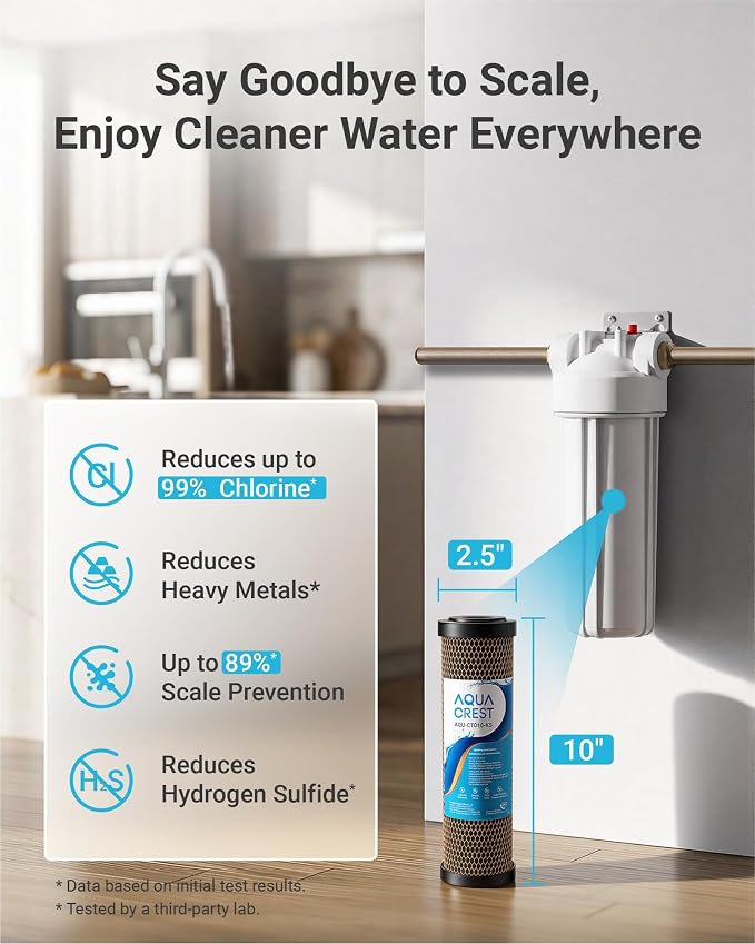 AQUA CREST 1 Micron 2.5"x10" Whole House CTO Carbon and KDF Water Filter - Image 2
