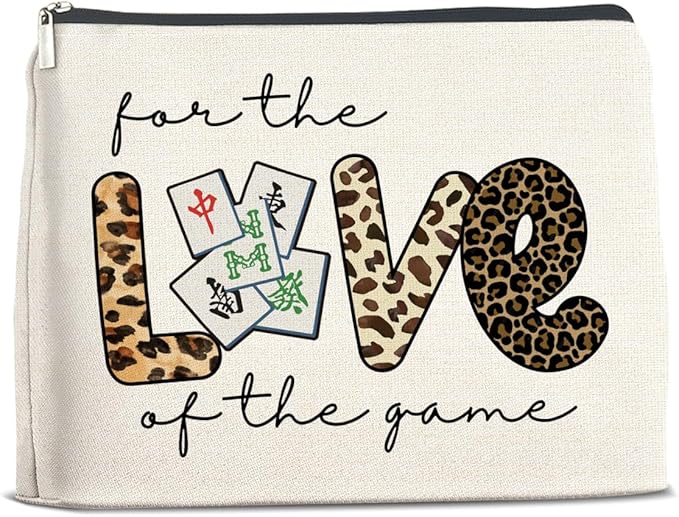 Mahjong Lover Gift Makeup Bag - Funny Cosmetic Bag Zipper Makeup Pouch for Women Players