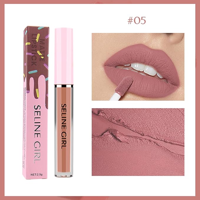Matte Lip Gloss, Lip Gloss Silky Smooth Finish, Lipgloss Makeup Colorful and Creamy Texture, Lipstick for Every Occasion, Lip Oil Moisturizing and Hydrated #05