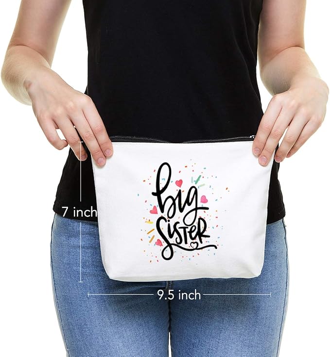Cute Big Sister Reusable Makeup Bag Big Sister Gifts for Little Girls Best Sister Eco-Friendly Makeup Bag Gifts for Birthday Christmas
