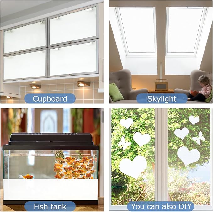 HIDBEA Frosted Window Privacy Film - Non Adhesive Static Cling Glass Stickers Sun UV Blocking Heat Control Door Covering Decals for Home Office, Frosted White, 11.8 x 78.7 Inch