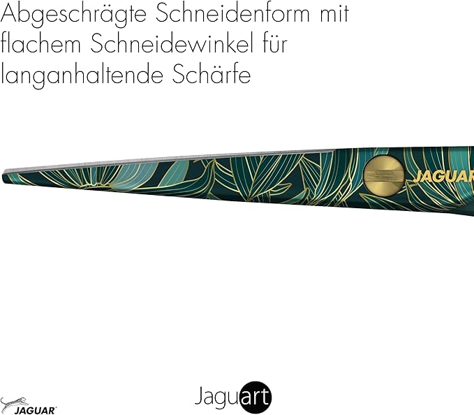 Jaguar Exotic Island Jungle Green Hairdressing Scissors, Right Handed Offset Handle, 5.5 Inch