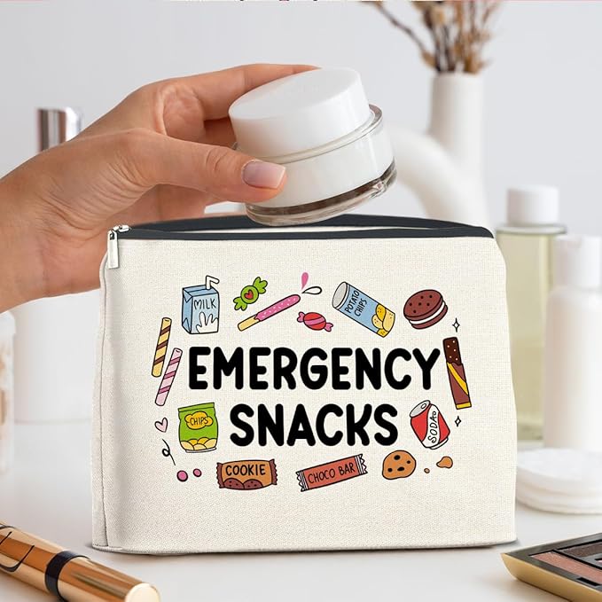 Snack Lover Gifts for Women, Foodie Gifts Makeup Bag, Emergency Snacks Zipper Makeup Pouch