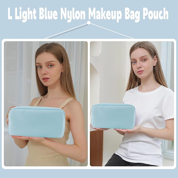 Travel Essentials Makeup Bag for Women Water-resistant Toiletry Organizer Nylon Cosmetic Pouch Preppy Stuff