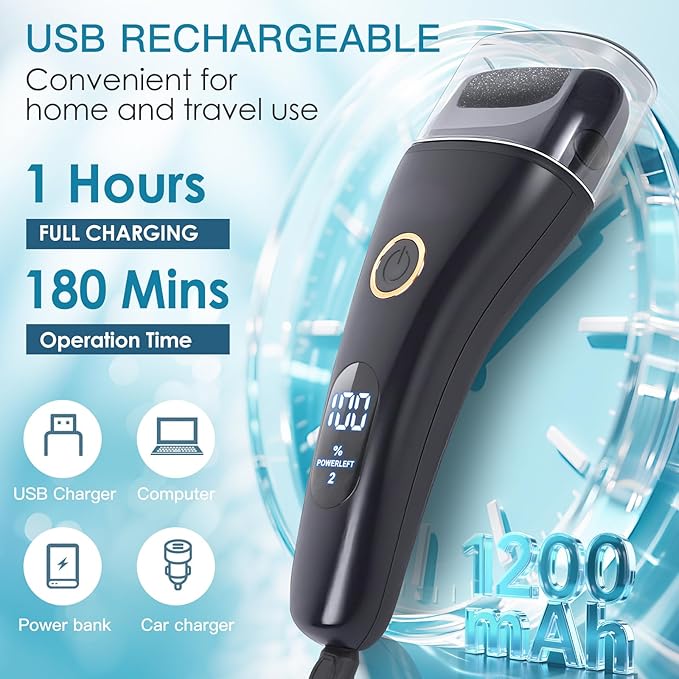 Electric Foot File Callus Remover for Feet - 9pcs Larger Grinding Head&3Speed, Pedicure Kit Foot Scrubber Deadskin Callus Remover, Foot Care Kit Pedicure Tools for Dead Skin Callus Hardskin Dry Cracks