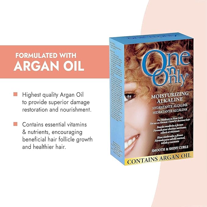 One 'n Only Moisturizing Alkaline Perm with Argan Oil, Moderate to Firm Curls, Fresh Scent, True-to-Rod Size Curls, Leaves Hair Shiny, Moisturized, and Manageable, (Pack of 2)