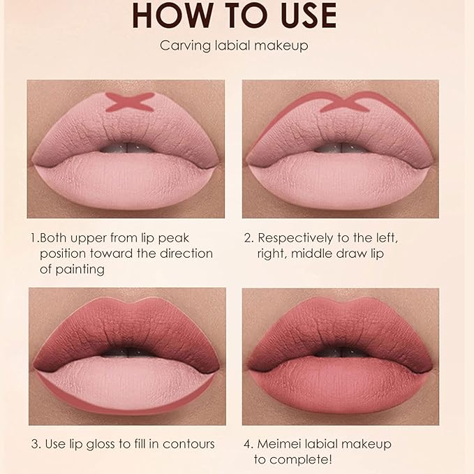 BestLand 6Pcs Matte Liquid Lipstick and Lip Liner Set, Non-Stick Cup Not Fade Waterproof 24 Hour Lip Gloss Nude Brown Lip Liner Pencil for Women, labiales mate 24 horas originales (Set C)