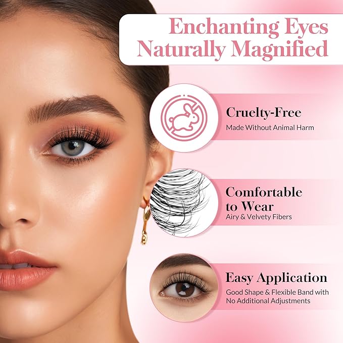 Bepholan False Eyelashes 3D Faux Mink Lashes Natural Look Super Fluffy Eyelashes Volume Strip Eyelashes, Cat Eye Lashes Lightweight Fake Eyelashes Easy to Apply 3 Pairs（M101）