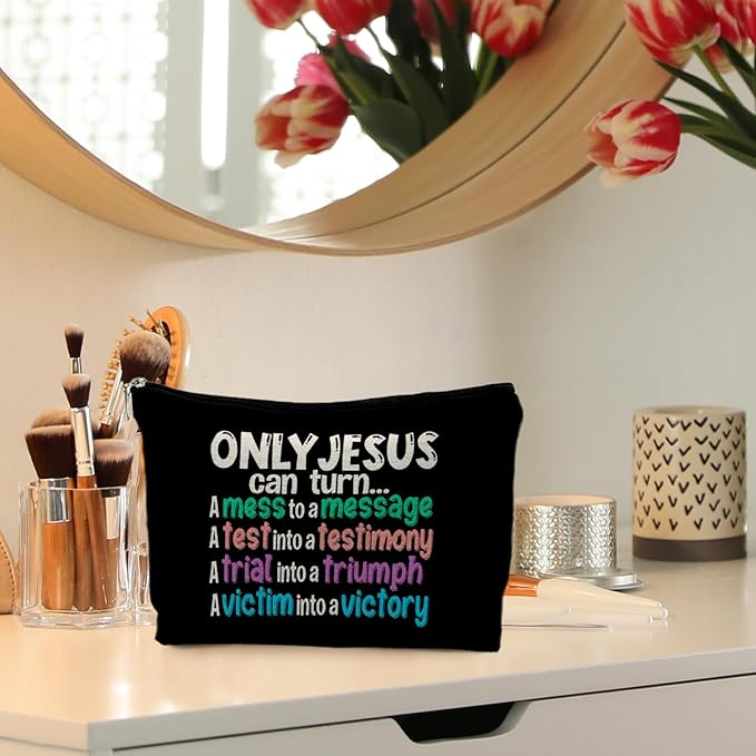 Christian Makeup Bag - Christian Gifts for Women, Only Jesus Can Turn Makeup Bag Cosmetic Bag, Religious Gifts