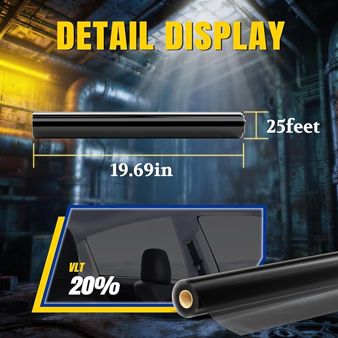 ARANA Nano Ceramic Car Window Tint, 20% Tints for Car Windows Automotive Window Tint Privacy Film 20" in X 25FT, Heat Glare UV Blocking Anti-Scratch Explosion-Proof