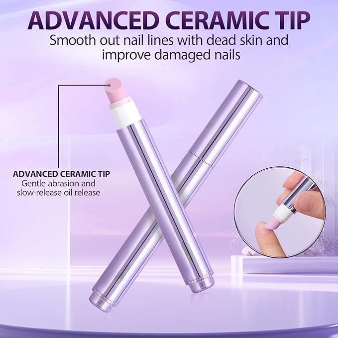 3-in-1 Cuticle Oil Pen for Nails - Nail Care Tool with Ceramic Tip, Moisturize Strengthen Brighten - Cuticle Pusher Oil for Hangnails, Dry & Damaged Nails（3pc）