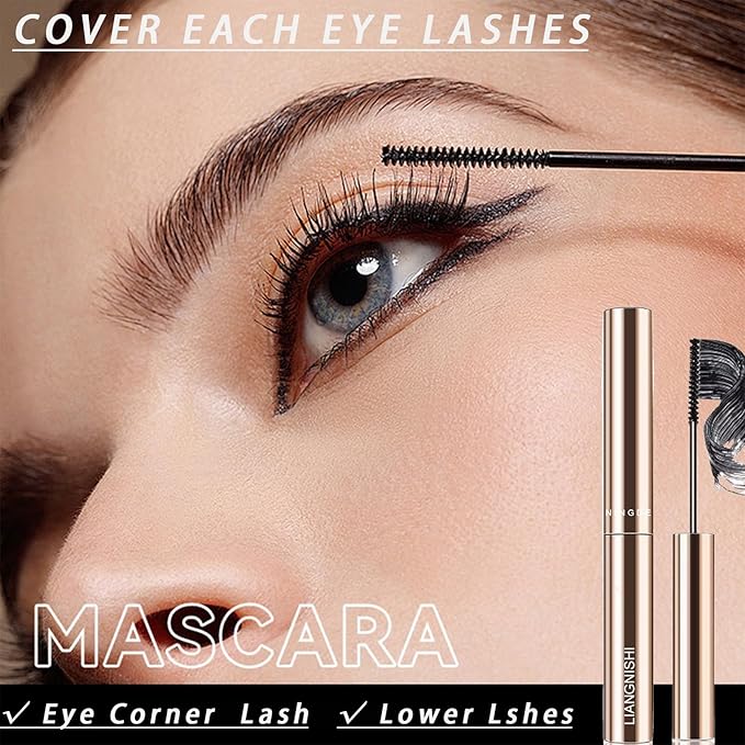 Brown Mascara for Fine Short Lash & Older Women & Mulit-layered Lashes, Ultimate Length Volumizing Lower Bottom Lashes Mascara, Ultra-Precise Slim Adjustable Brush to Any Angle, Smudge-proof