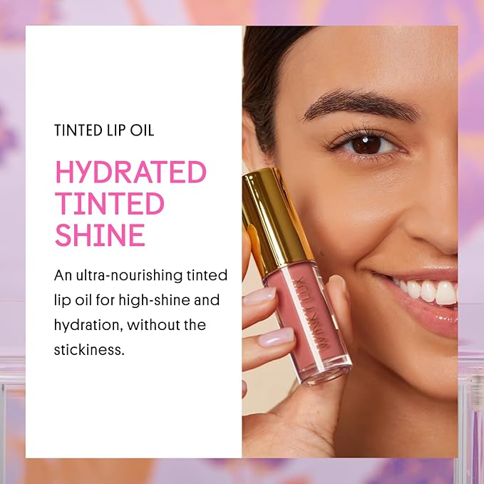 Winky Lux Muse Very There Lip Oil - Hydrating Nude Pink Tint with Jojoba Oil, Non-Sticky Glossy Lip Oil, Tinted Pink Gloss for Juicy Lips & Soft Vanilla Scent