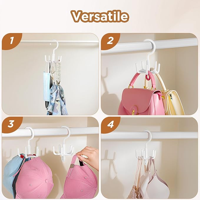 OUTXE 2-Pack Organizer Hooks for Bogg Bag Accessories, Multifunctional Stackable Storage ABS Hanger Hooks for X Large Medium Baby Bog Bag, Universal Rubber Tote Beach Bag Accessories, White