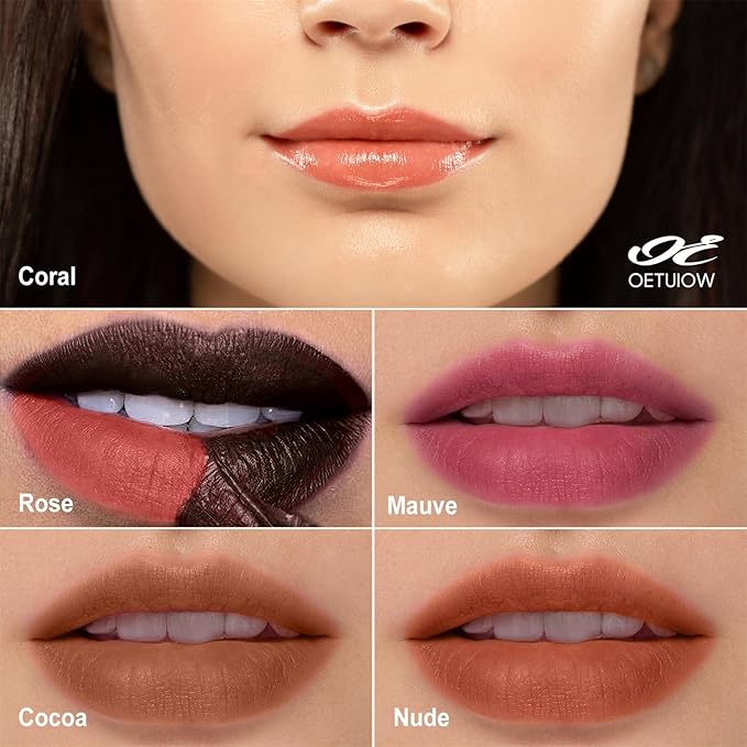 OETUIOW Lip Stain Long Lasting & Waterproof Lip Liner, Non-Stick Cup Highly Pigmented Natural Finish, Lip Gloss for All-Day Color Hold (Nude)