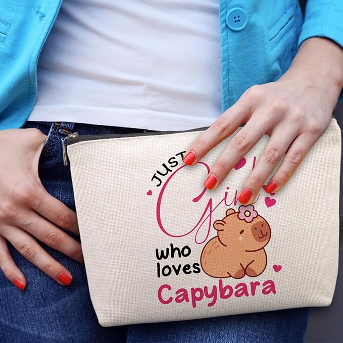 Cute Capybara Makeup Bag Pencil Case Funny Capibara Gifts for Capybara Lovers Girls Women Funny Birthday Friendship Christmas Gifts Zipper Pouch for Women Best Friends Sister Bestie
